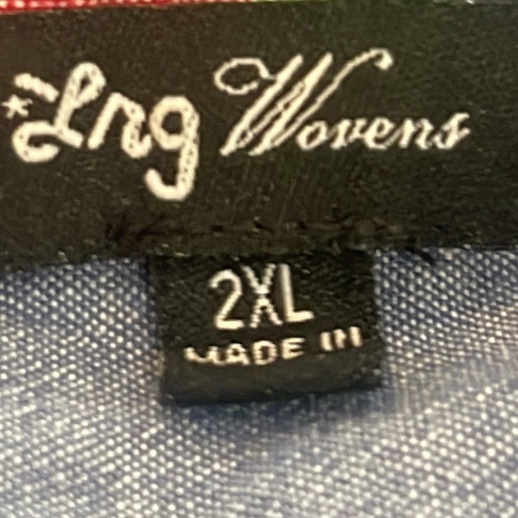 LRG Free Bricks woven blue button up casual shirt size 2XL short sleeve XXL - Picture 8 of 9